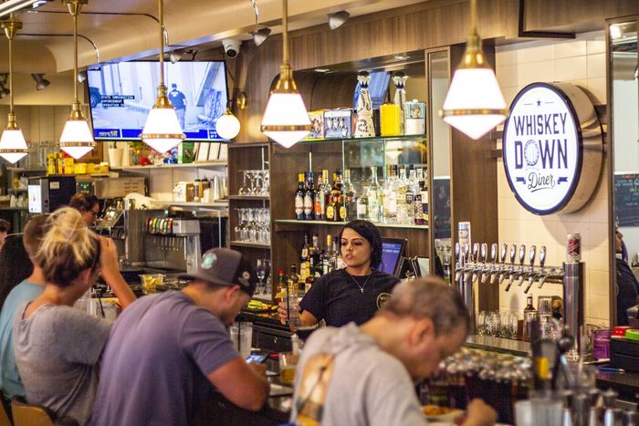 A full bar on a busy afternoon