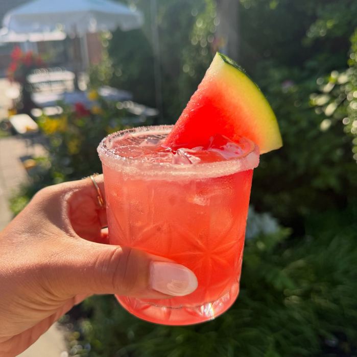 Watermelon margarita with a salted rim